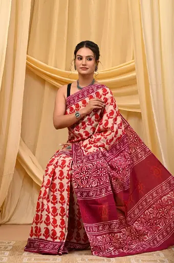 Mulmul cotton saree 